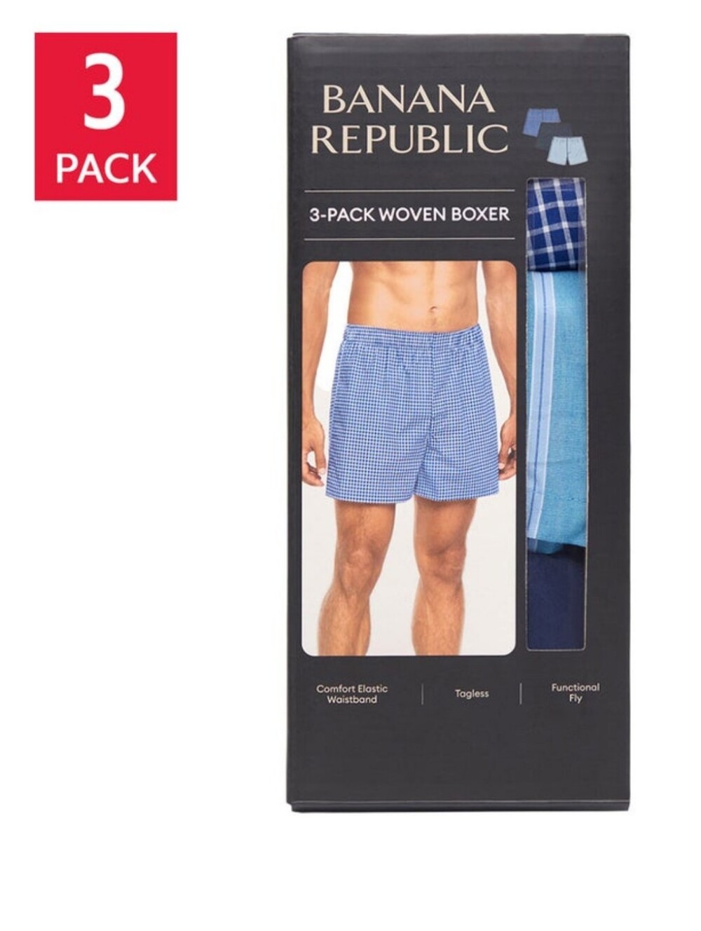 New!!! Banana Republic Men's Woven Boxer 100% Cotton Soft 3-pack Size XL X-Large